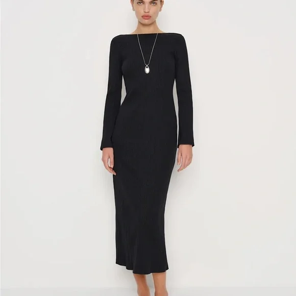 Reformation Black Backless Long Sleeve Dress - Picture 2 of 2